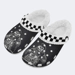 Halloween Skull Print - Fur Lined Slippers/Sandals