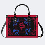 Red Snake As The Center - Leather Handbag