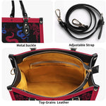 Red Snake As The Center - Leather Handbag