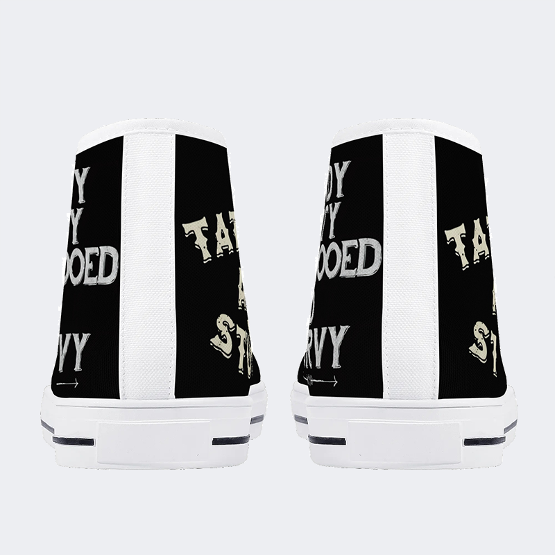 Unisex Nerdy Dirty Tattooed And Curvy Print - High Top Canvas