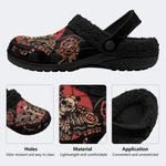 Old School Death Moth Vintage Print - Fur Lined Slippers/Sandals