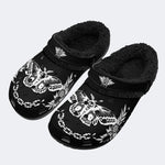 Death Moth Vintage Print- Fur Lined Slippers/Sandals