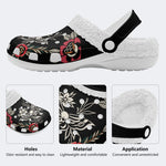 Skull Death Moth Print - Fur Lined Slippers/Sandals