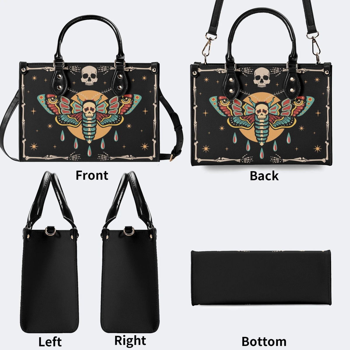 Toxic Moth Star Print - Leather Handbag