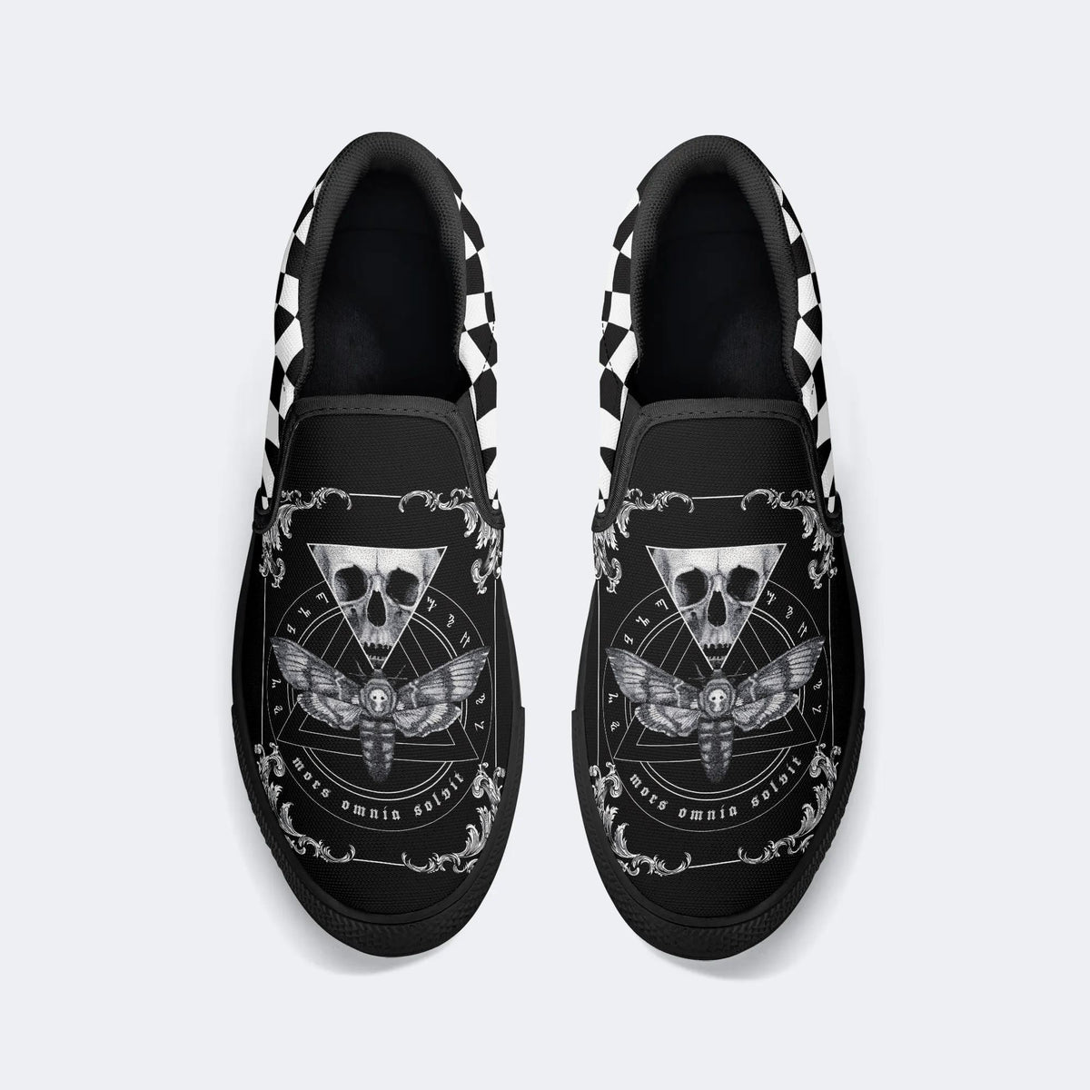 Chaussures unisexes à enfiler avec imprimé Death Moth&amp;Skull 