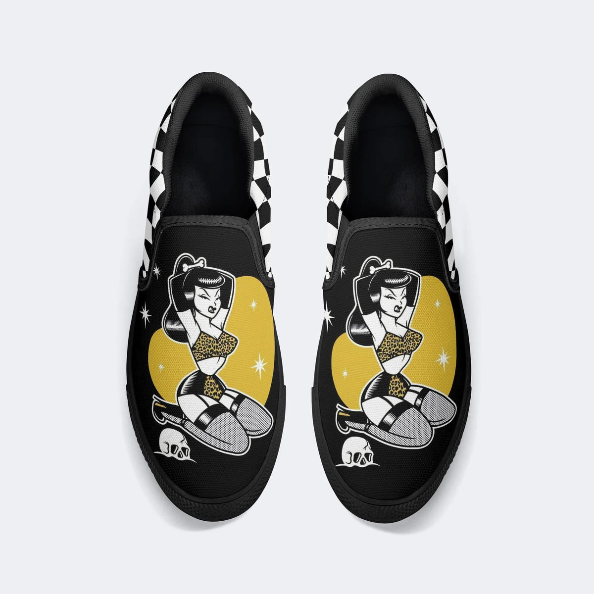 Art Person Skull Print - Slip On Shoes