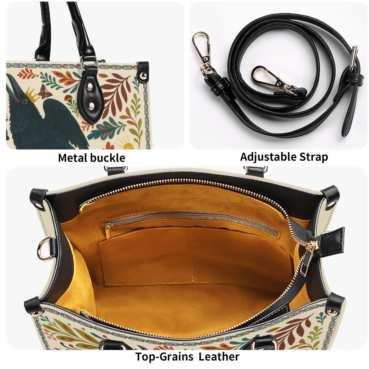 Three-Legged Golden Crow - Leather Handbag