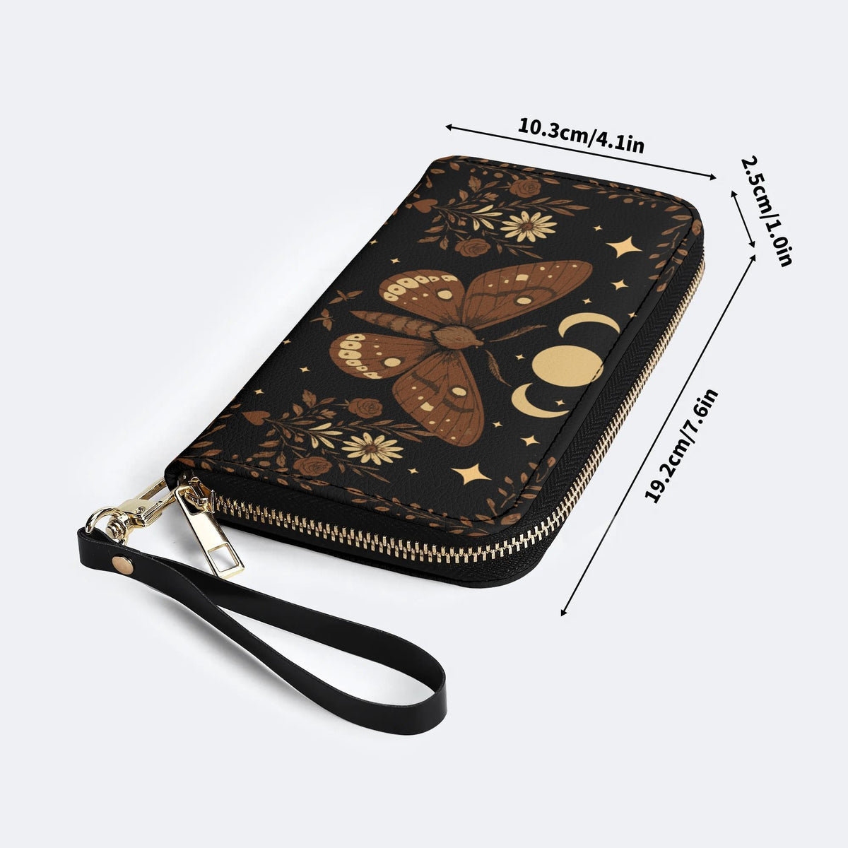 Moth And Moon Print - Leather Wallet