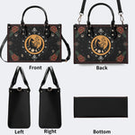 Dark Retro Moon Cat And Moth Print - Leather Handbag