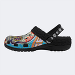 Unisex Skull Graffiti Art Print - Fur Lined Slippers/Sandals