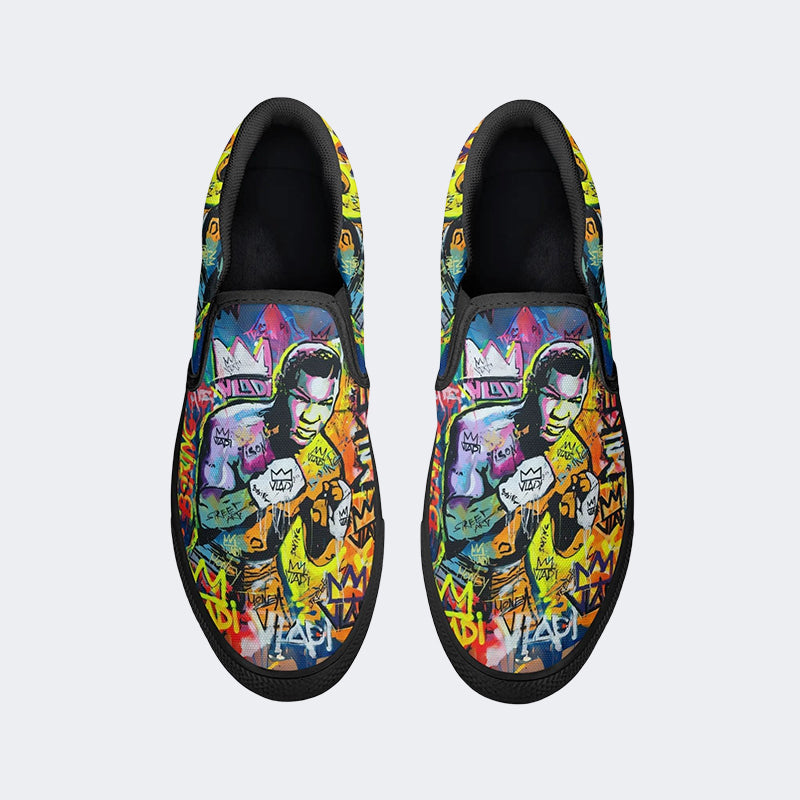 Unisex Boxer Graffiti Kunstdruck - Slip On Schuhe 