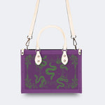 Inscribed Viper Print - Leather Handbag