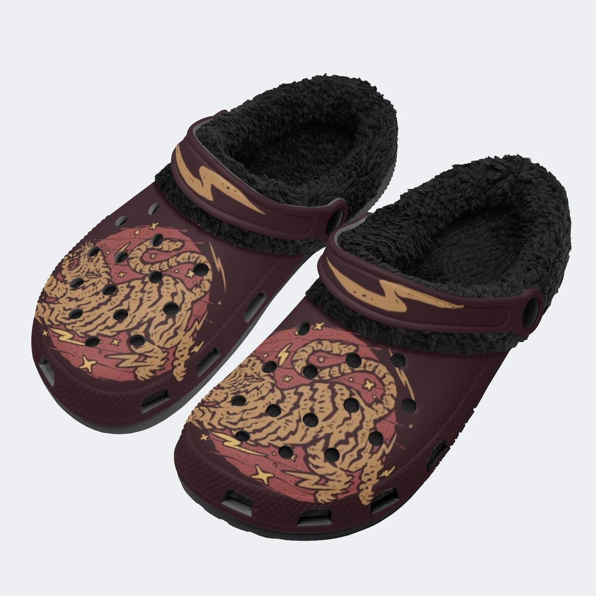 Running Tiger - Fur Lined Slippers/Sandals