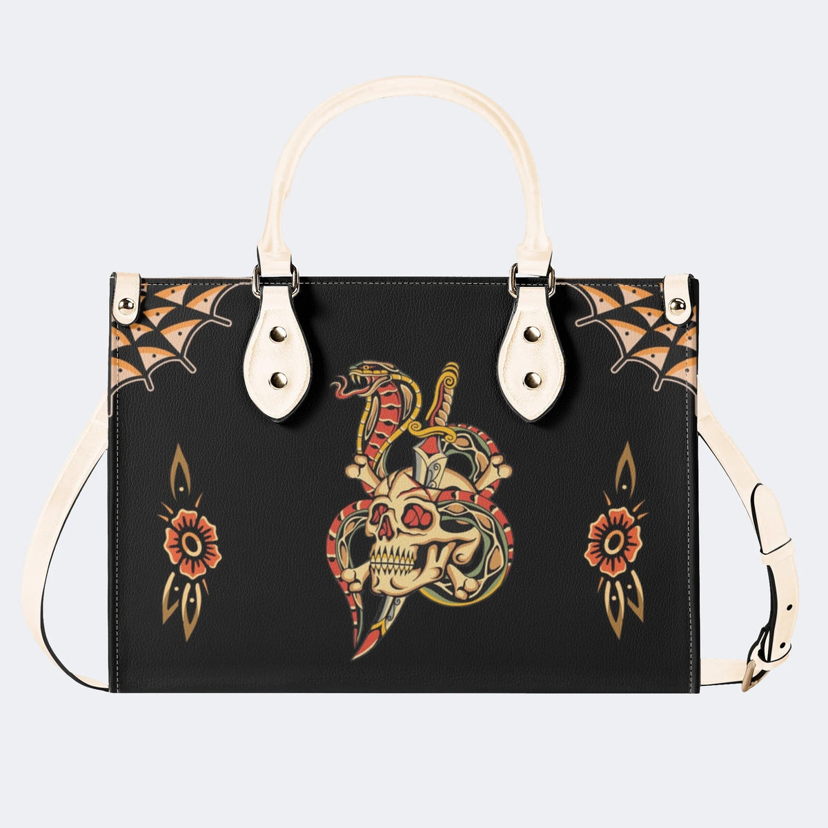 Skeleton Snake Print - Leather Handbag