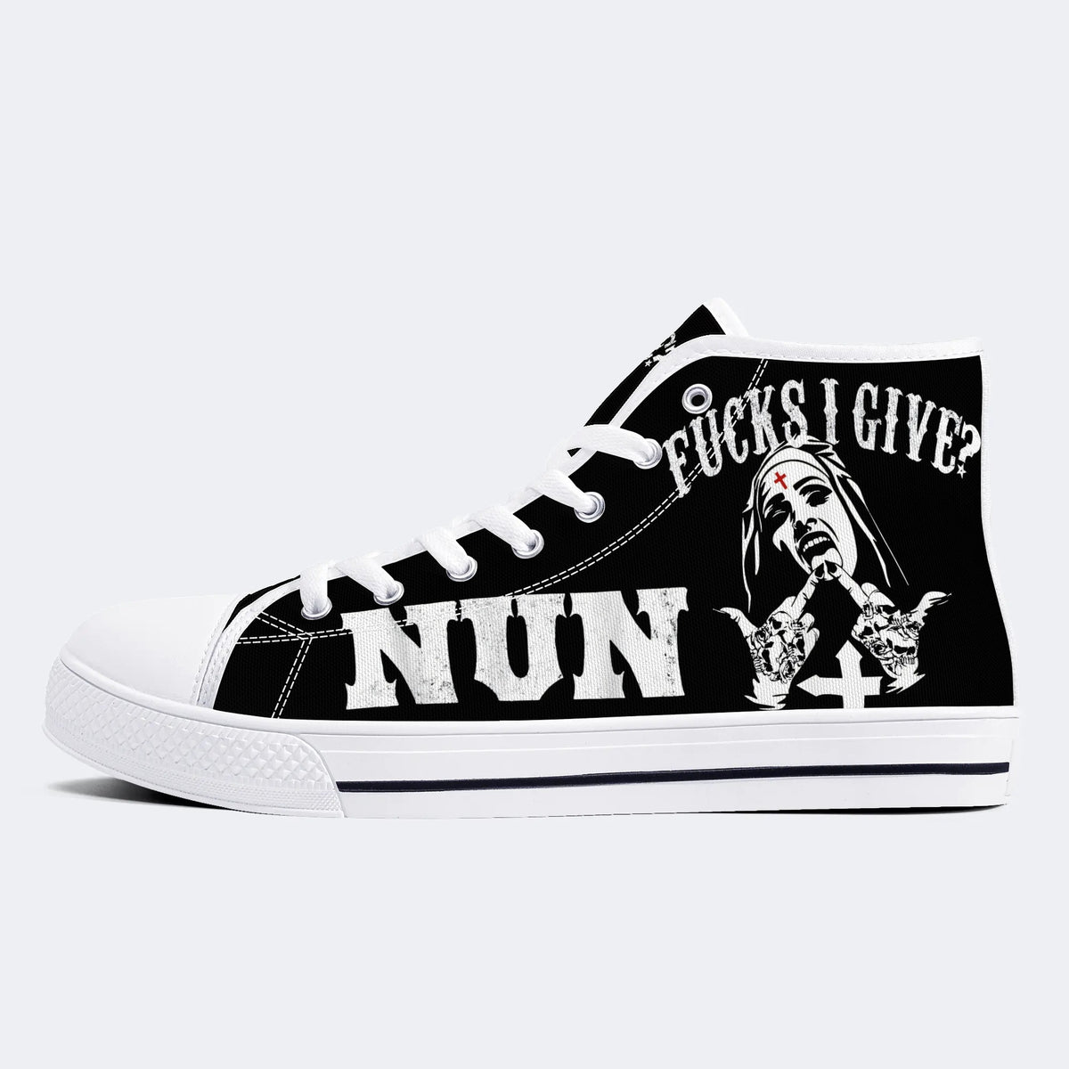 Unholy Nun Fucks Given Nun Unisex Print - High Top Canvas