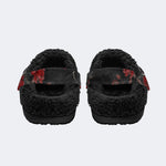 Personalized Couple Name Romantic Skeleton Hug Print - Fur Lined Slippers/Sandals