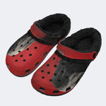 Red Crow Print - Fur Lined Slippers/Sandals