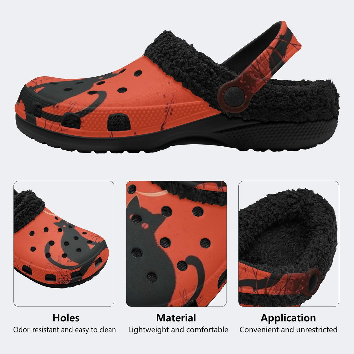 Halloween Moon Cat - Fur Lined Slippers/Sandals