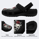 Dark Skull Rose - Fur Lined Slippers/Sandals