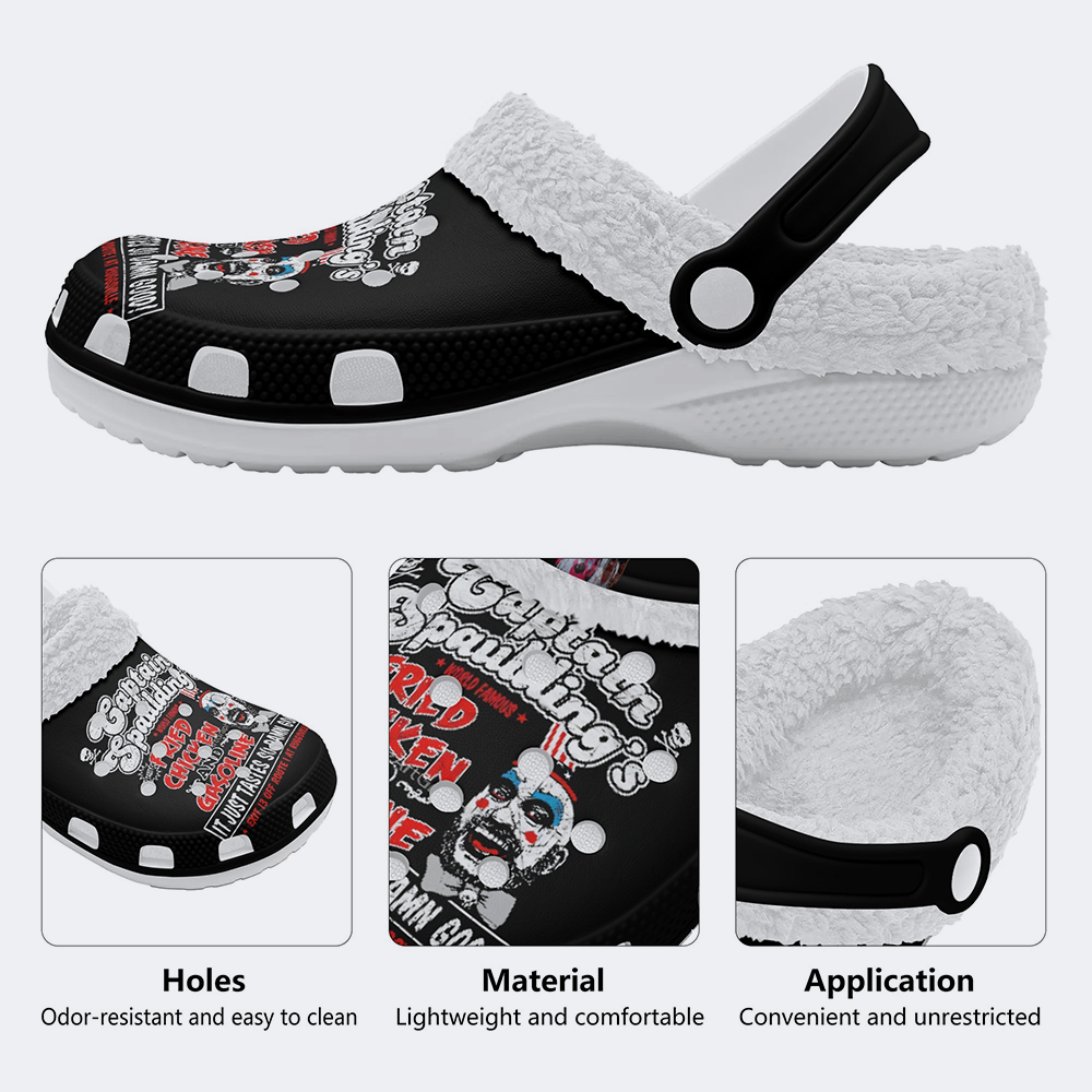 Horror Print - Fur Lined Slippers/Sandals