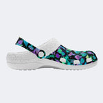 Bright Mushrooms&Plant Leaves Print- Fur Lined Slippers/Sandals