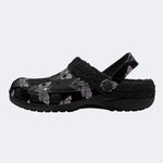 Gothic Skull Moth‑Fur Lined Slippers Sandals