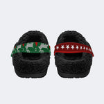 Unisex Black Metal Pinhead Print - Fur Lined Slippers/Sandals