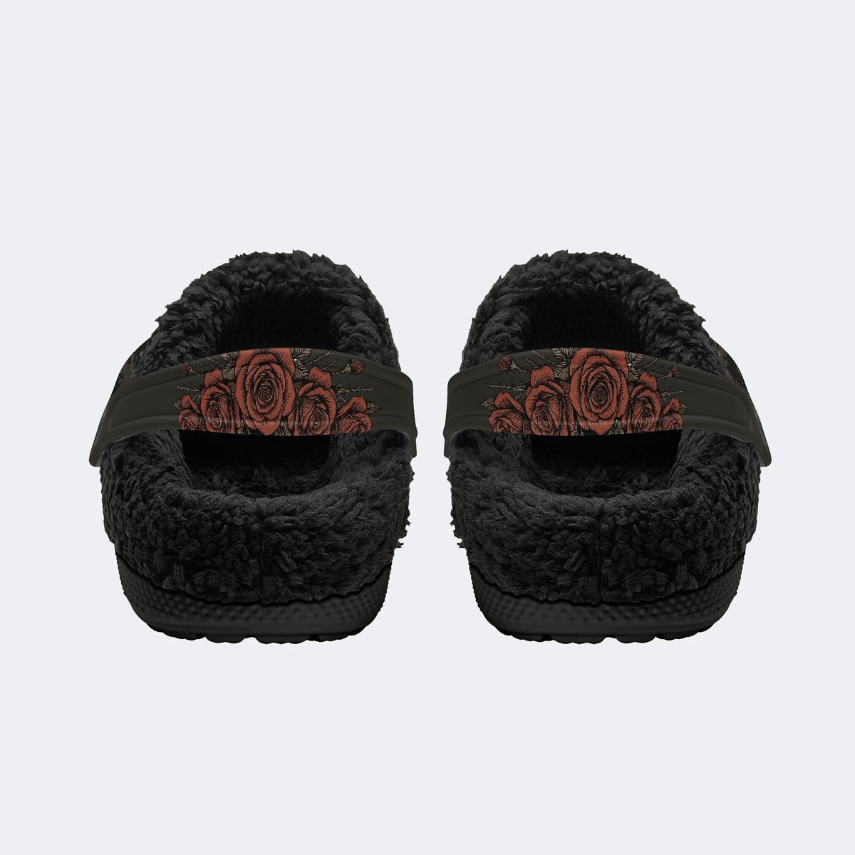 Vampire Black Cat Print - Fur Lined Slippers/Sandals