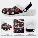 Death Moth Vintage Print - Fur Lined Slippers/Sandals