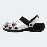 Gothic Skull Rose - Fur Lined Slippers/Sandals