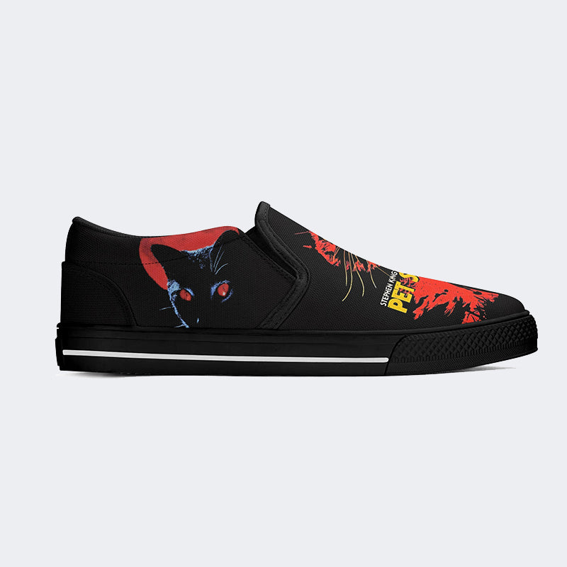 Unisex Retro PET SEMATARY Print - Slip On Shoes