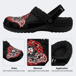 Skull Moth Print - Fur Lined Slippers/Sandals