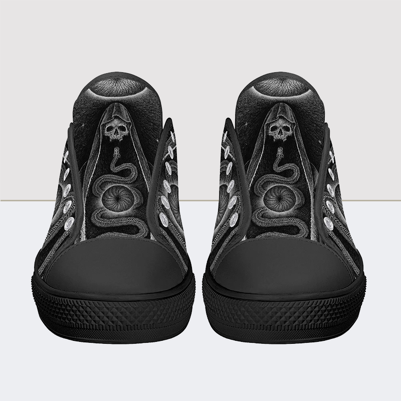 Psychopompos Skull Low Top Canvas Shoes