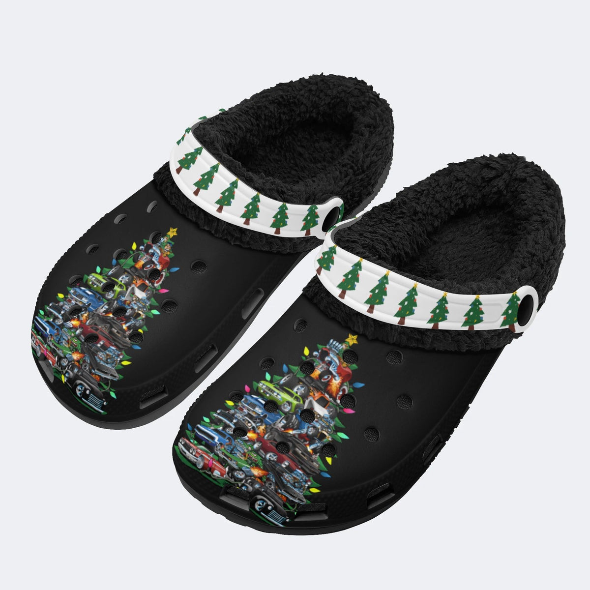 Car Madness Christmas Tree - Fur Lined Slippers