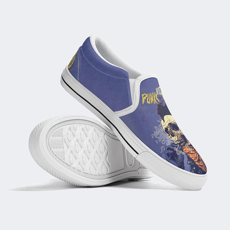 Funny Skull Art Illustration Print - Slip On Shoes