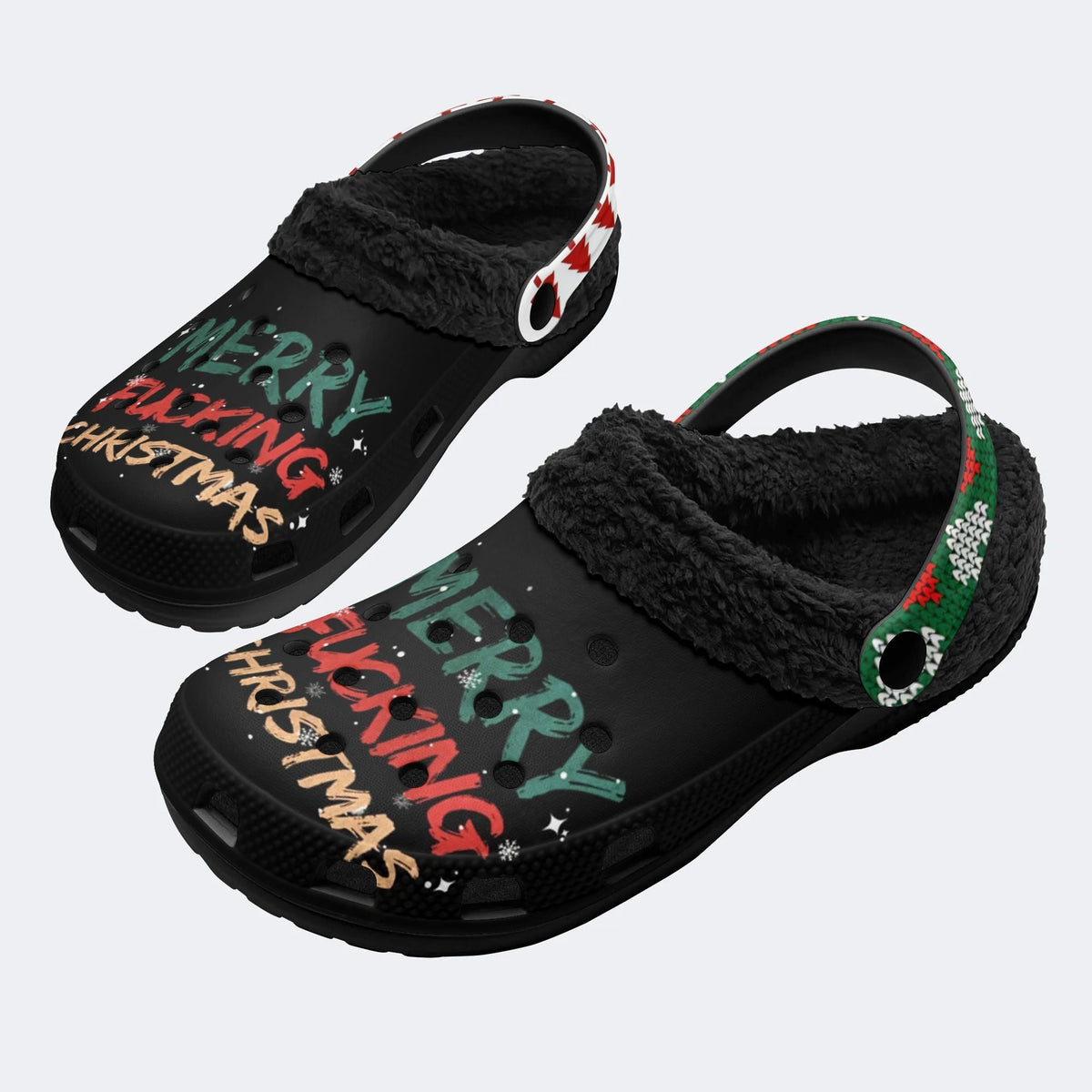 Merry Christmas Print - Fur Lined Slippers/Sandals