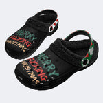 Merry Christmas Print - Fur Lined Slippers/Sandals