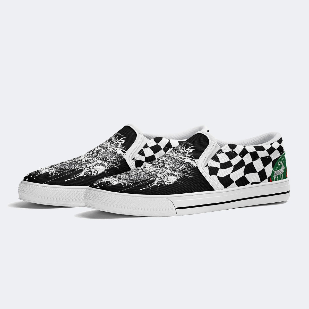 Horror Skull Print - Slip On Shoes