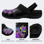 Trippy Mushroom Skull Print - Fur Lined Slippers/Sandals