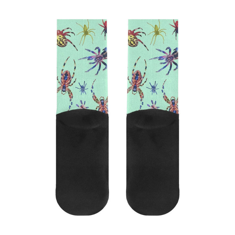 Green Spider Print - Crew Socks