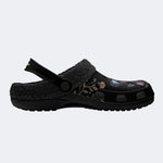 Floral Moth Print - Fur Lined Slippers/Sandals