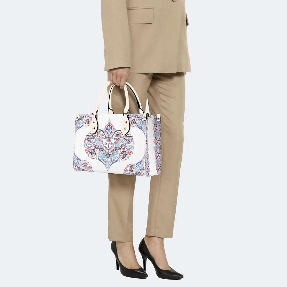 Classic Watercolor Moth Print - Leather Handbag