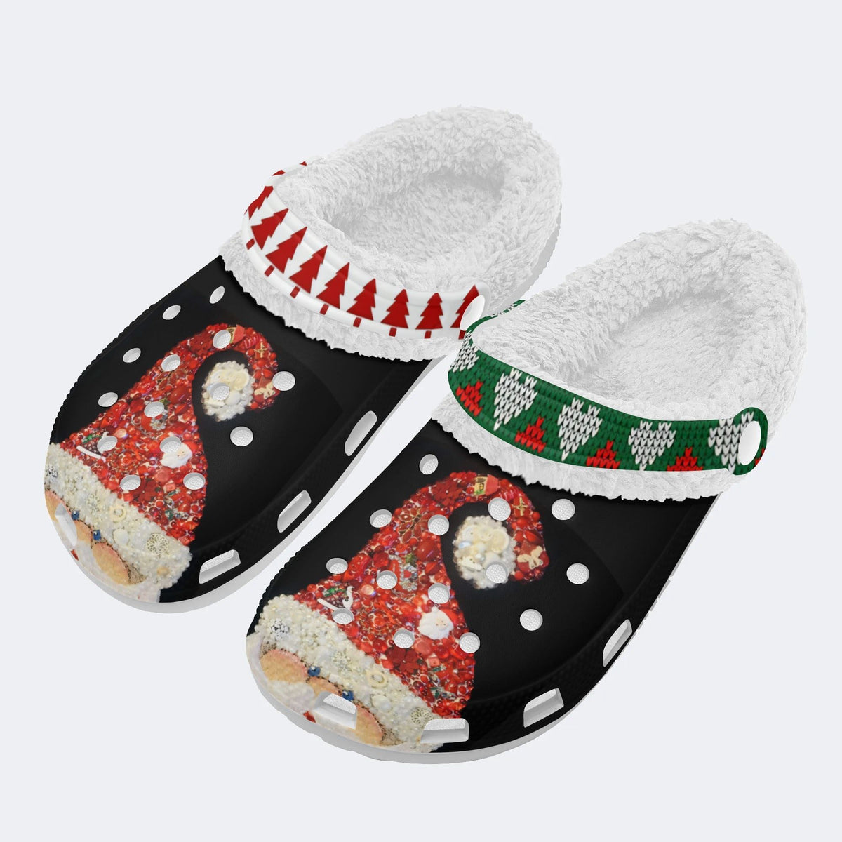 Funny Santa Claus Print - Fur Lined Slippers/Sandals