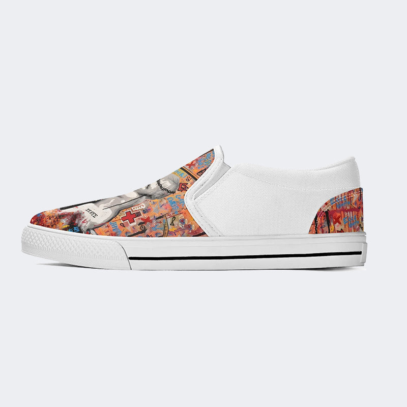 Unisex Christ Mary Graffiti Art Print - Slip On Shoes