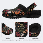 Spooky Fall Floral Print - Fur Lined Slippers/Sandals