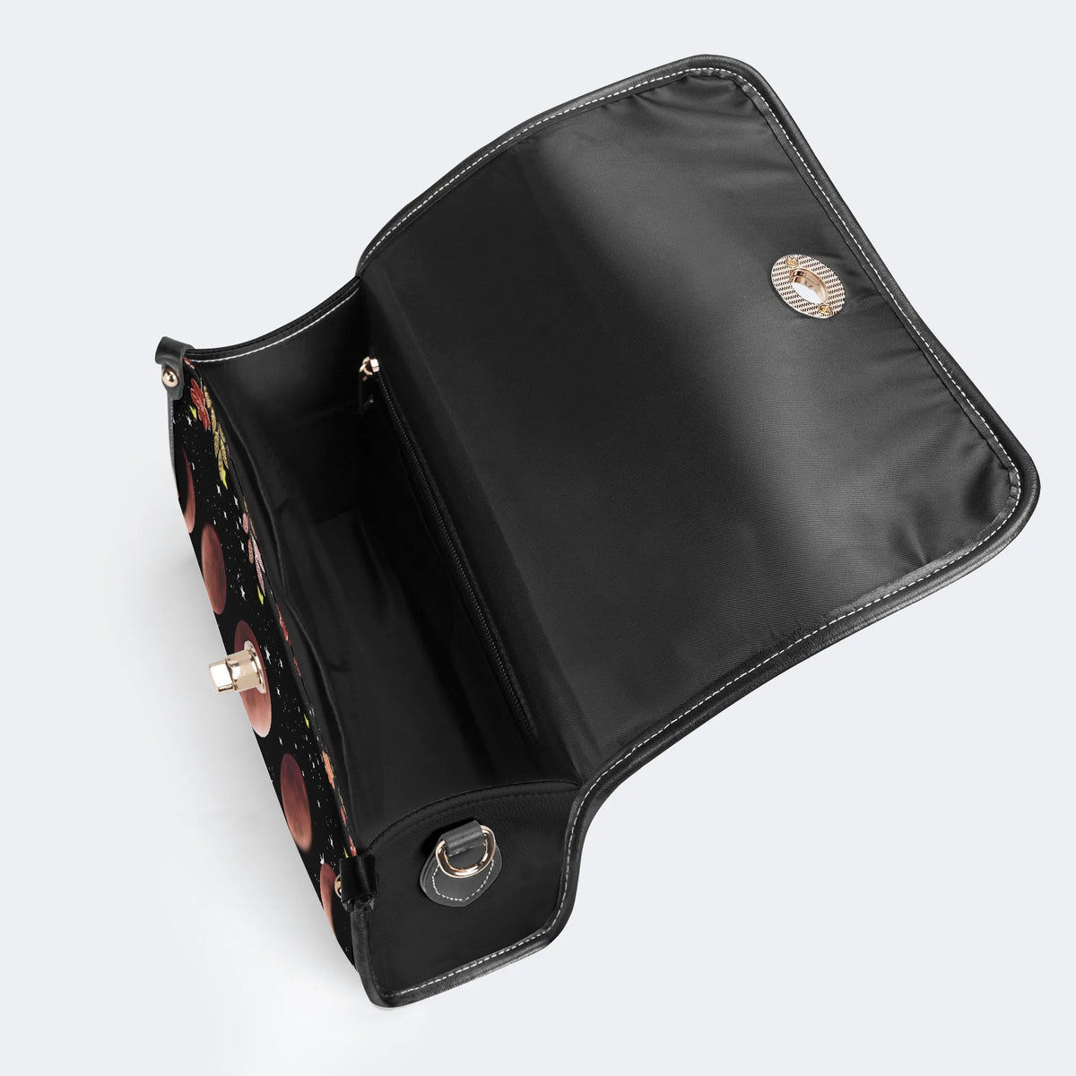 Night Sky Floral Vintage Print - Leather Satchel Bag