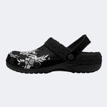 Death Moth Vintage Print- Fur Lined Slippers/Sandals