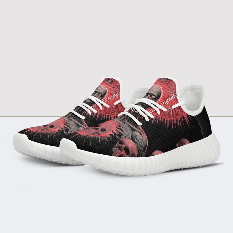 Skull Print Mesh Knit Sneakers