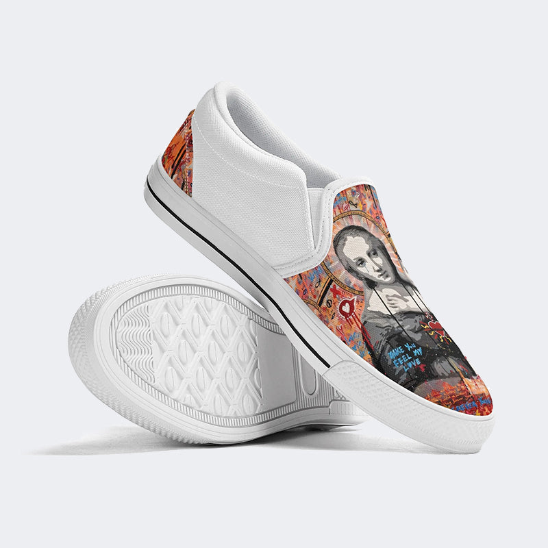 Unisex Christ Mary Graffiti Art Print - Slip On Shoes