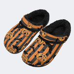 Gothic Halloween Stripes - Fur Lined Slippers/Sandals